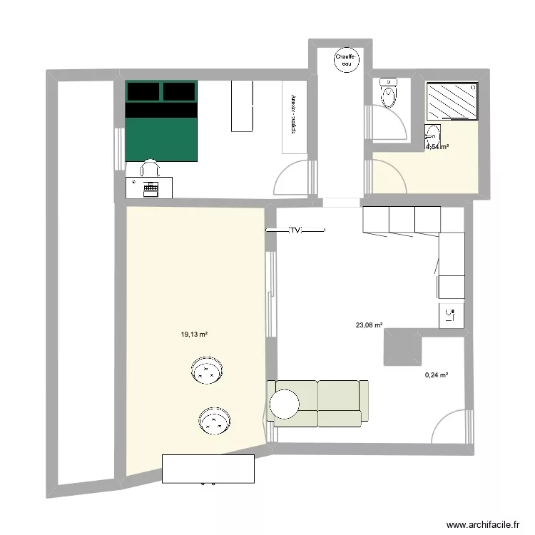 Appart. Plan de 4  et 47 m²
