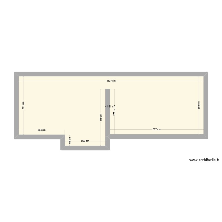 appart. Plan de 1 pièce et 42 m2