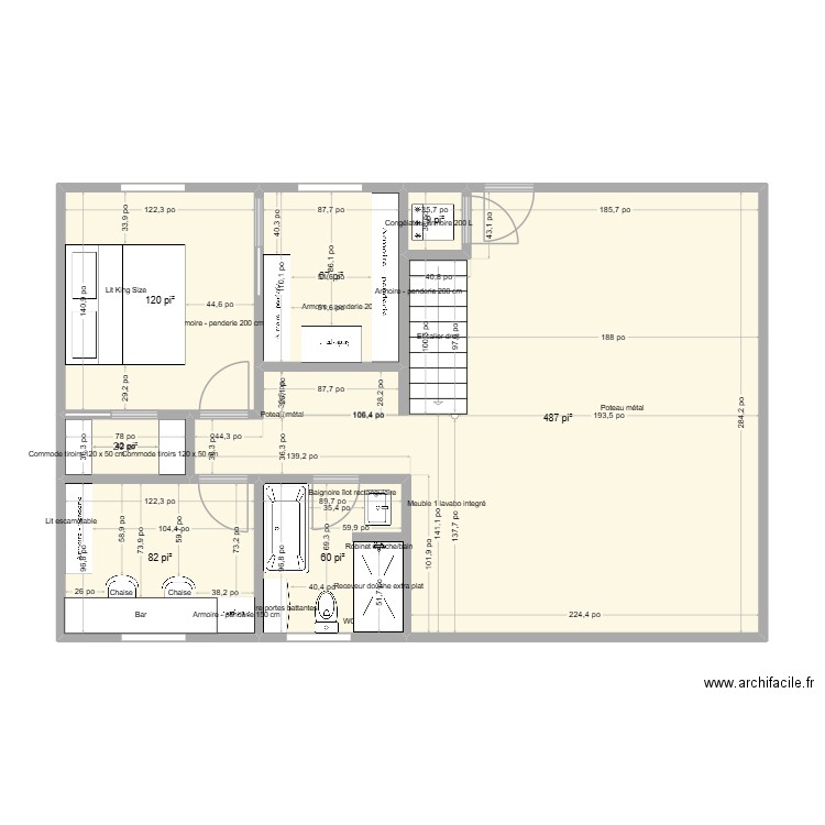 Plan sou-sol 1. Plan de 7 pièces et 79 m2