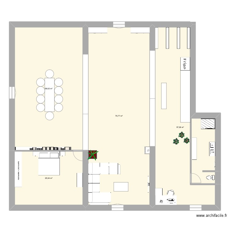 etag. Plan de 4 pièces et 216 m2