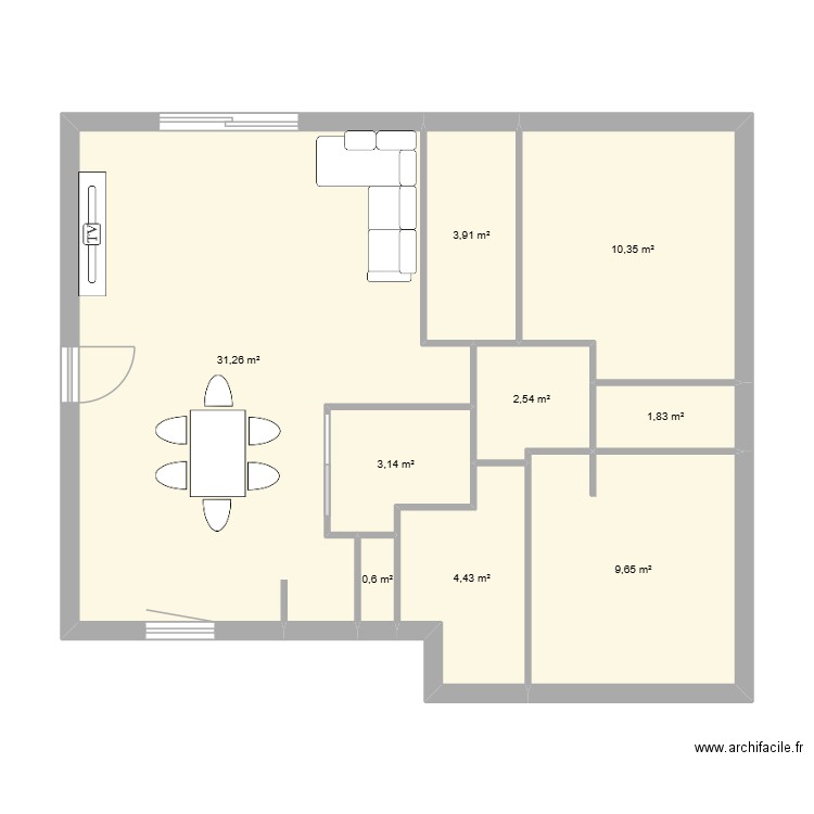 plan 2. Plan de 9 pièces et 68 m2