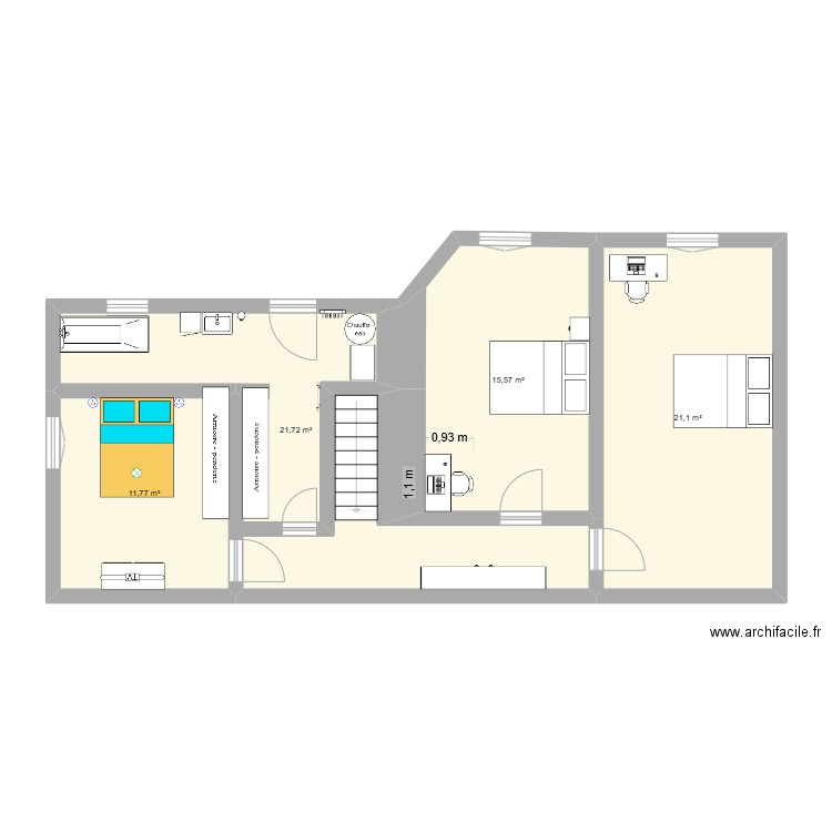 salle de bain Chauché. Plan de 4 pièces et 70 m2