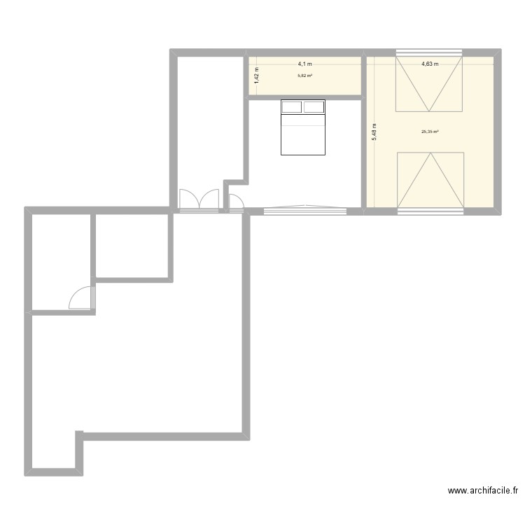 maison. Plan de 2 pièces et 31 m2