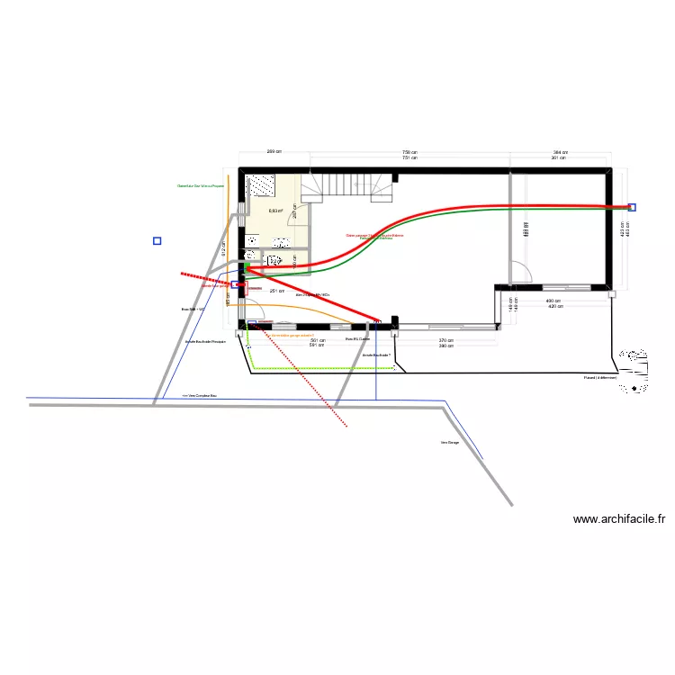 Les Mouettes, Passage gaines r&eacute;serves . Plan de 