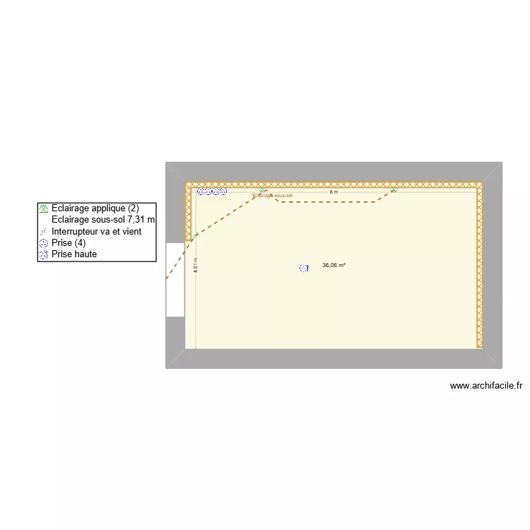 Sous sol De Boiry &eacute;lectricite. Plan de 