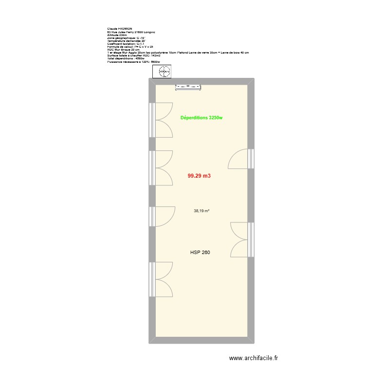 FROMION CLAUDE. Plan de 2 pièces et 56 m2