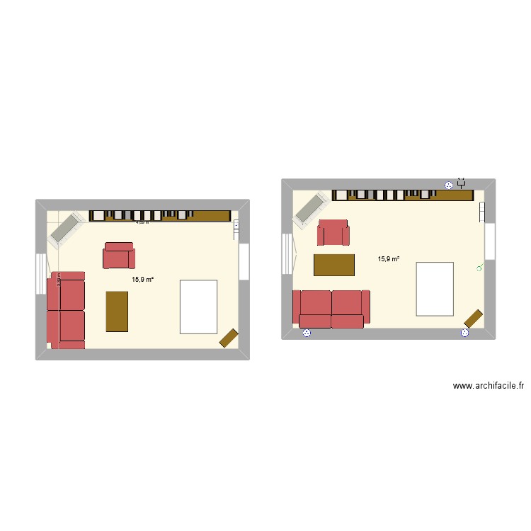 Saloon 2. Plan de 2 pièces et 32 m2