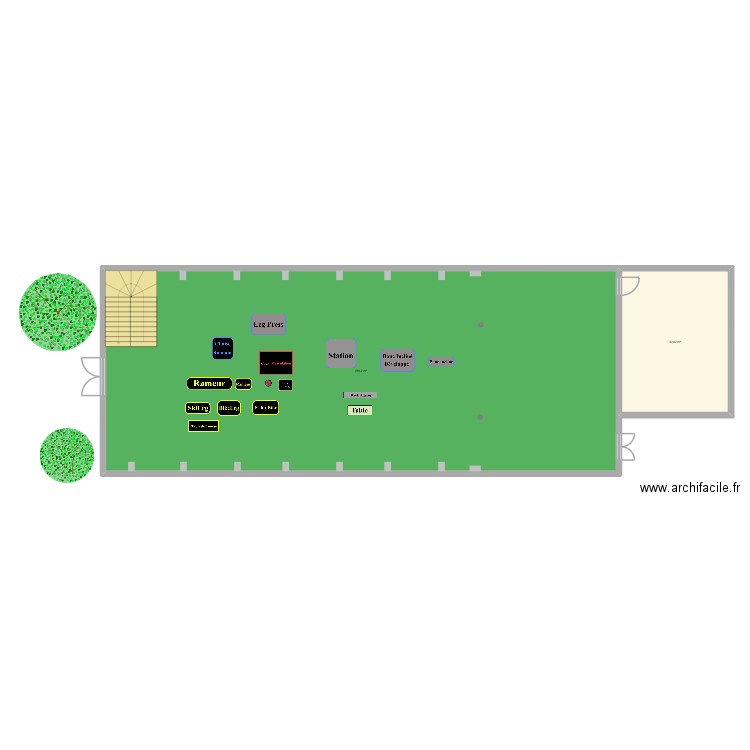 Salle de Sport Cèdre. Plan de 2 pièces et 329 m2