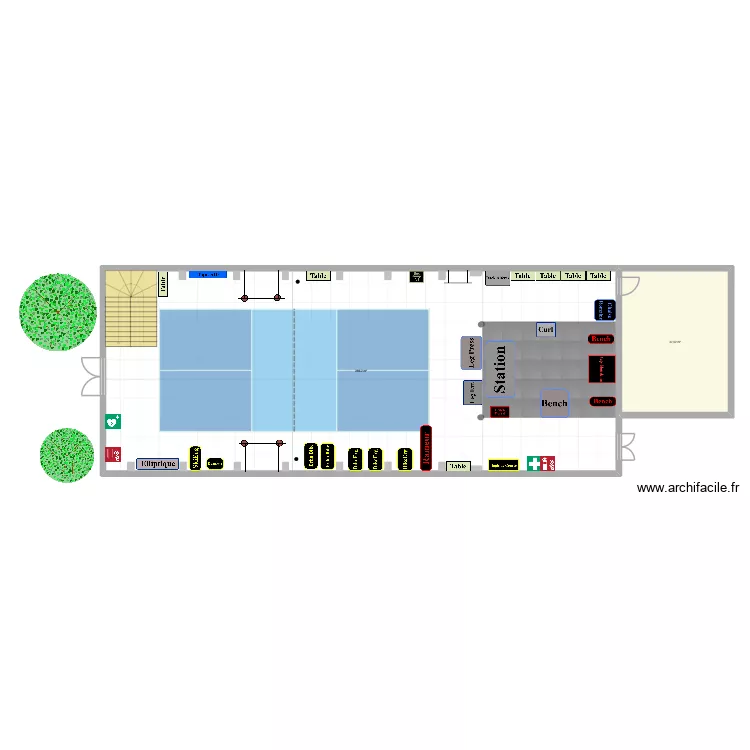 Salle de Sport C&egrave;dre. Plan de 