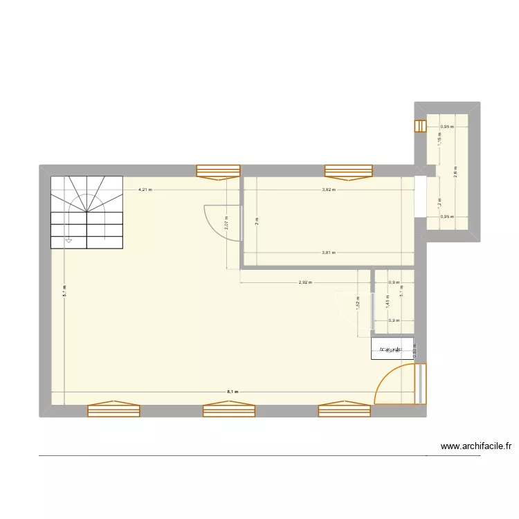 Projet 51 RDC V1. Plan de 2  et 43 m²