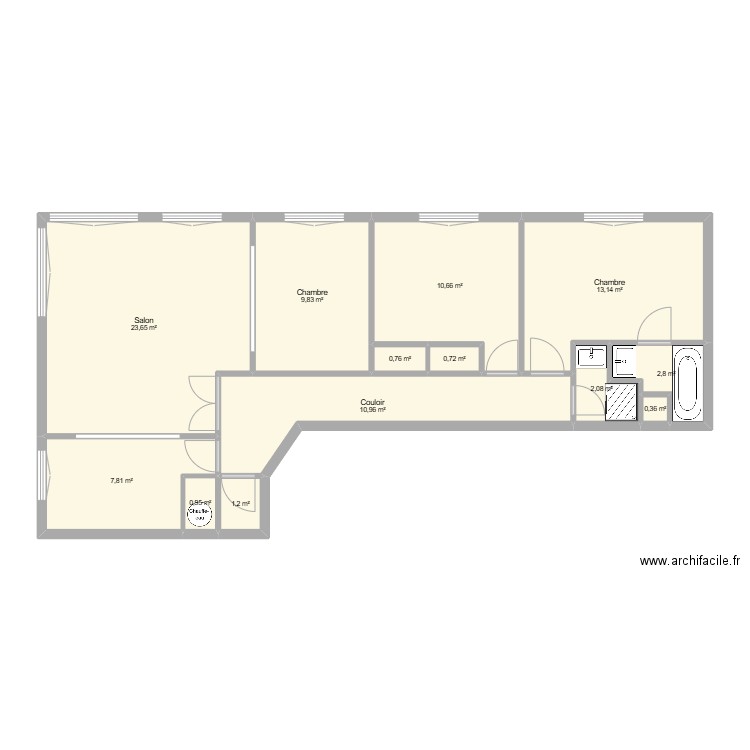 plan tonio 2. Plan de 13 pièces et 85 m2