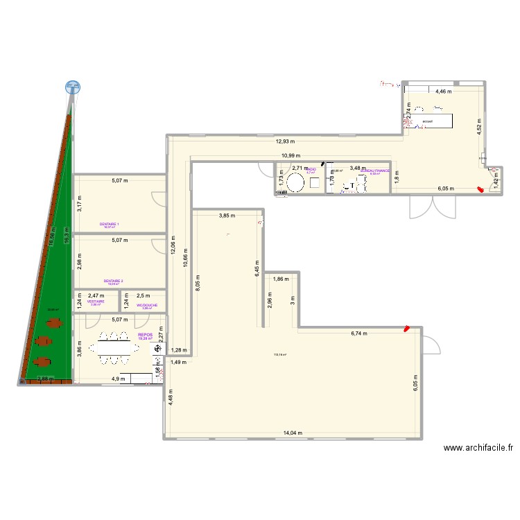 hairtist. Plan de 10 pièces et 264 m2
