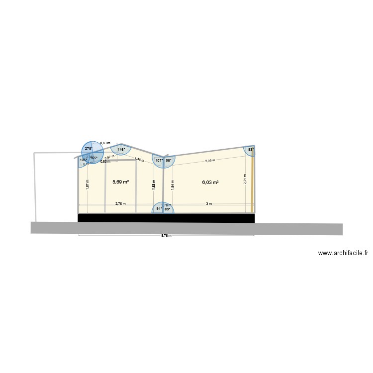 Abri jardin. Plan de 2 pièces et 12 m2
