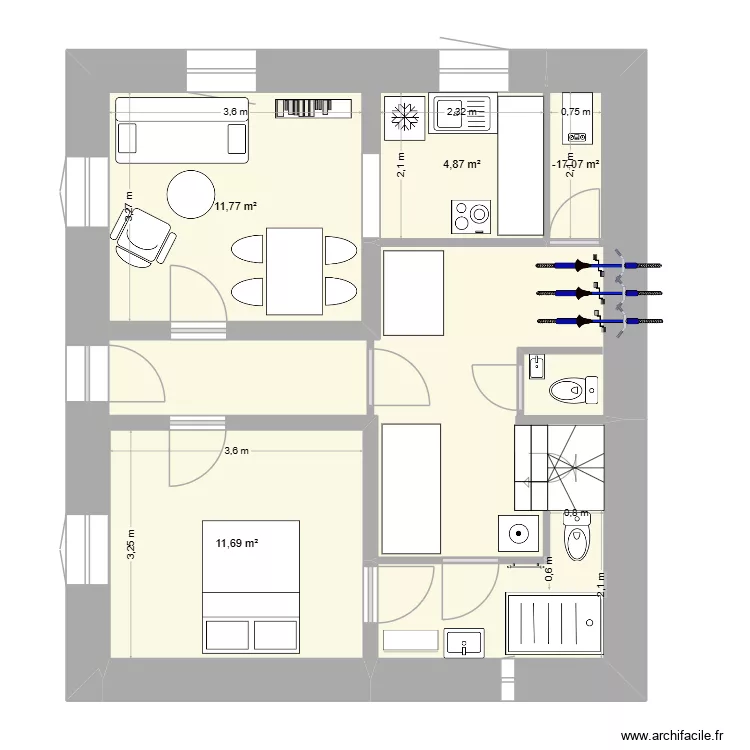 ChaletSousBassement-Phase3-SalonCuisine. Plan de 