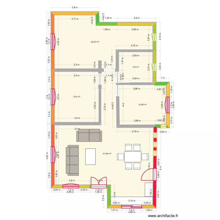 plan B. Plan de 5 Pièces et 93 m²