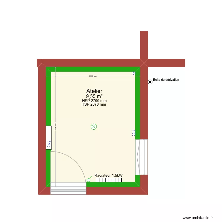 Atelier. Plan de 2 pièces et 21 m² Atelier. Plan de 2 pièces et 21 m²