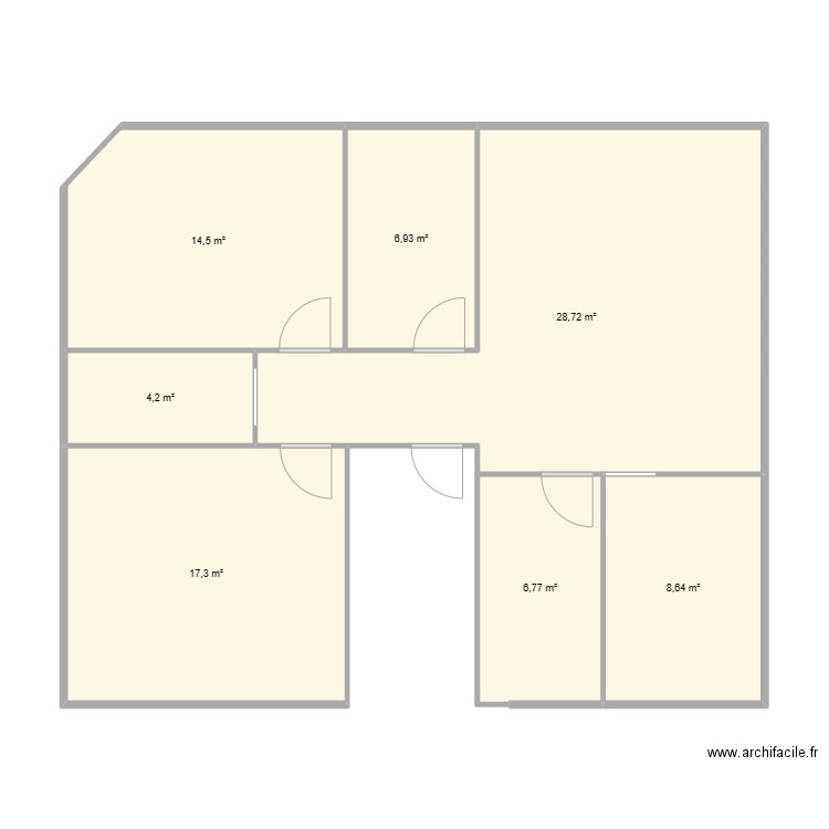 appart 4 roux. Plan de 7 pièces et 87 m2