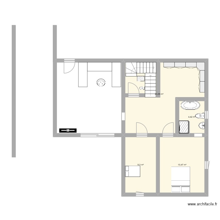 plan dame. Plan de 4 pièces et 51 m2