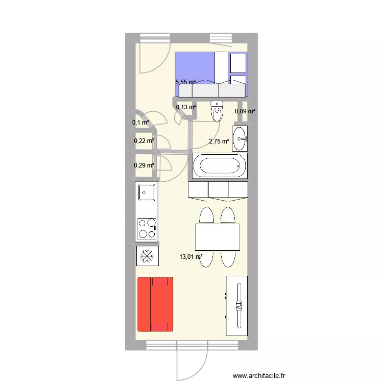 BGY. Plan de 8  et 22 m²