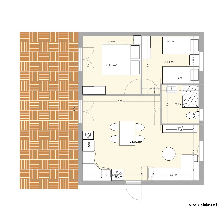 plan Solaro bergerie 1. Plan de 4 pièces et 44 m2