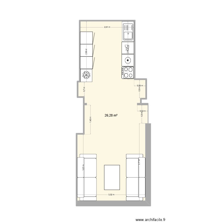hbibi1. Plan de 1 pièce et 26 m2