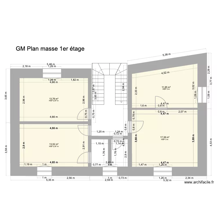 GM 1ER DROITE 11/01/2026. Plan de 4 pièces et 57 m²