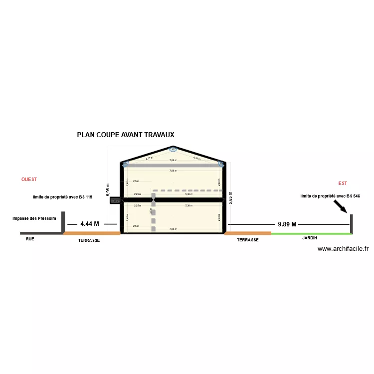 DP 3 PLANS COUPE OUEST-EST. Plan de 