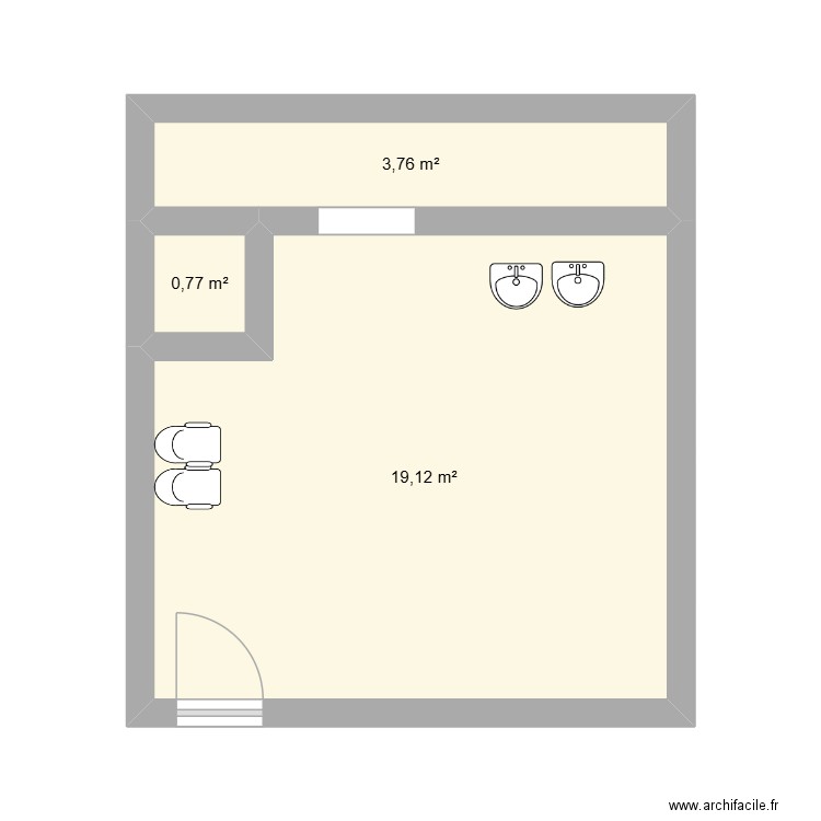 salon. Plan de 3 pièces et 24 m2