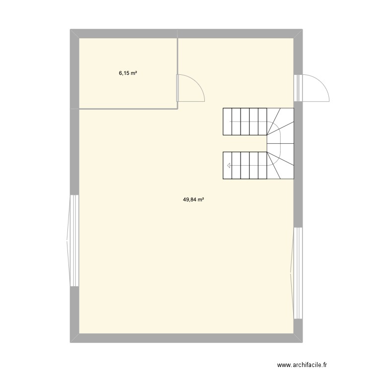 Maison. Plan de 2 pièces et 56 m2