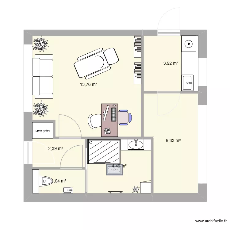 extension. Plan de 6  et 33 m²