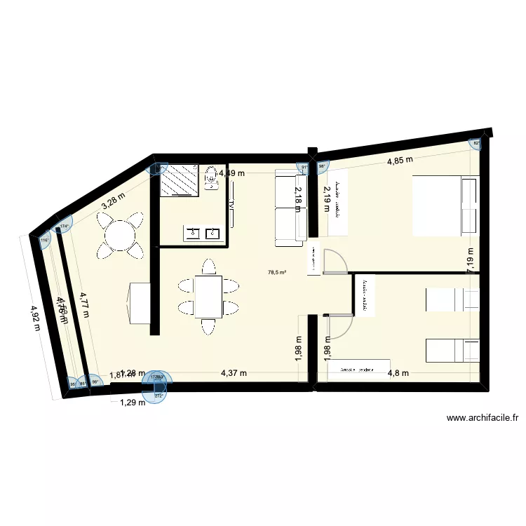 Ferme-Orveau-Pizza1. Plan de 1 pièce et 79 m²