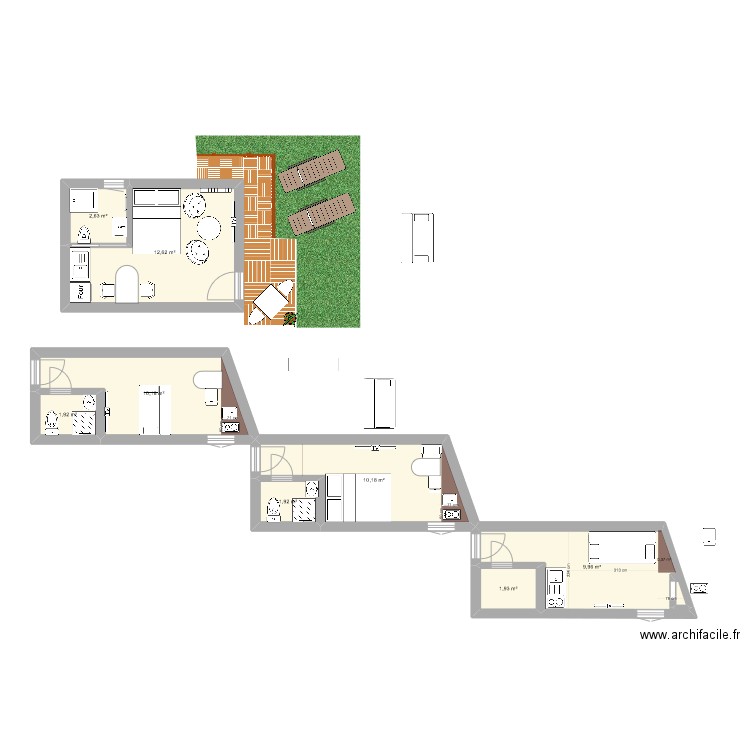 studio sel. Plan de 8 pièces et 51 m2