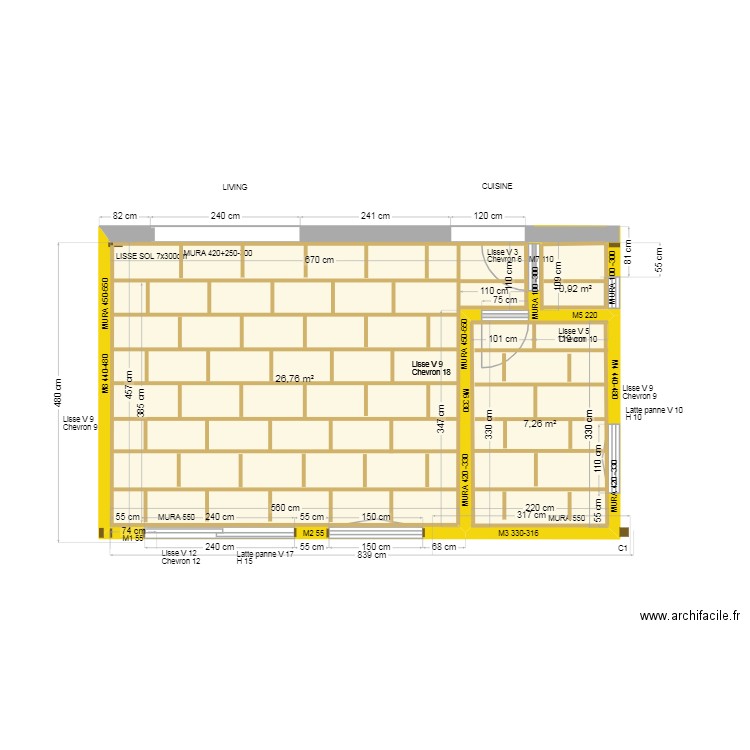 Projet Baton V5 Production V2 MURA_SOLIVES. Plan de 3 pièces et 35 m2
