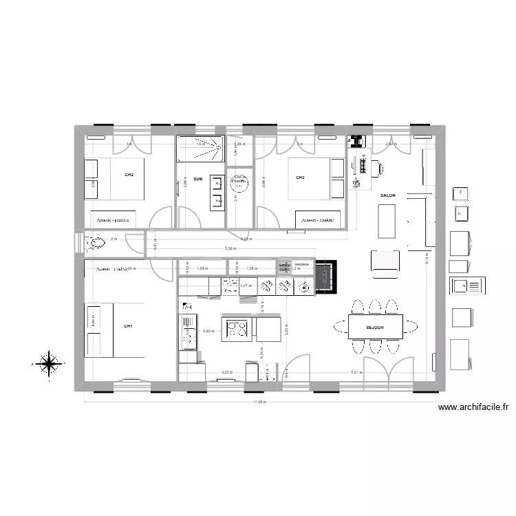 Plan projet 5_Paron. Plan de 11  et 92 m²