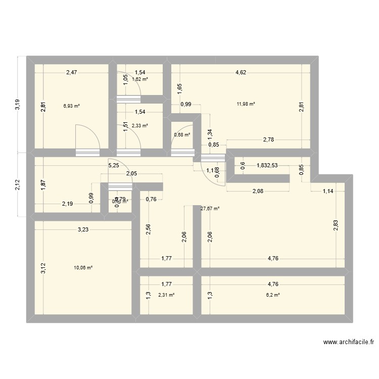MEGEVE ETAGE. Plan de 10 pièces et 70 m2