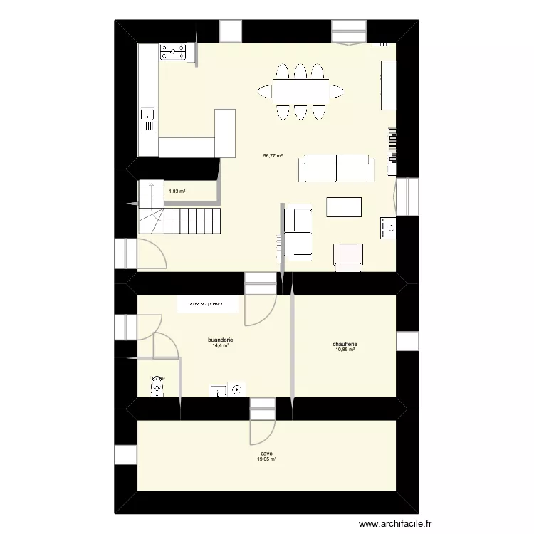 RDC. Plan de 6 pièces et 105 m² RDC. Plan de 6 pièces et 105 m²