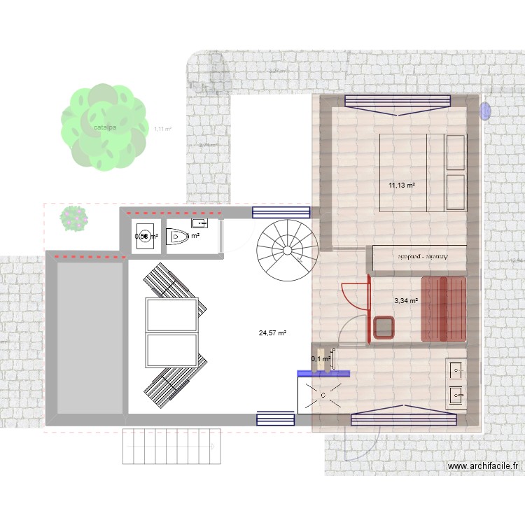 5 ter Baulers rez version cinq. Plan de 12 pièces et 90 m2