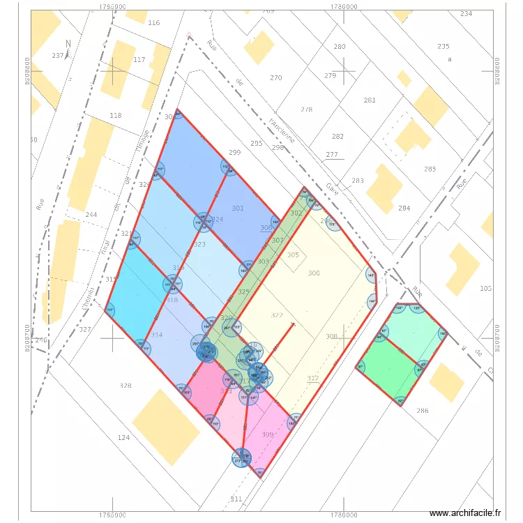 1 plan face meme profondeur avec bandock. Plan de 13  et 9072 m²