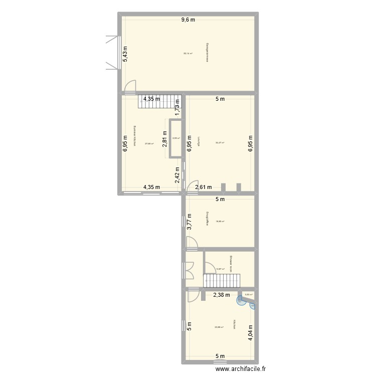 Chemieux Ponsan. Plan de 8 pièces et 173 m2