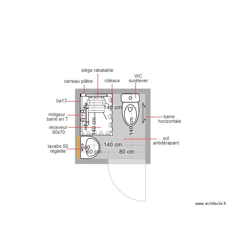 Pinguet. Plan de 1 pièce et 2 m2