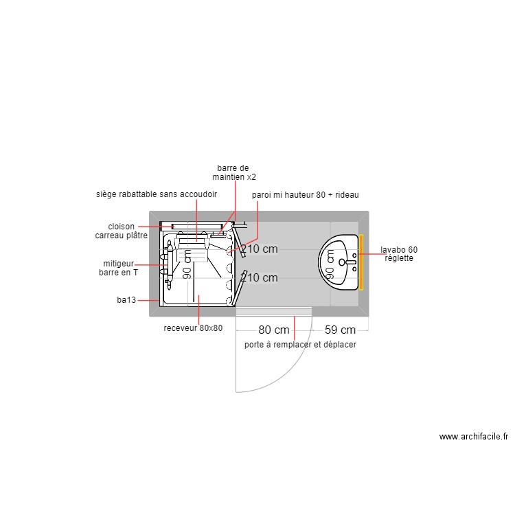 petiot 23/11. Plan de 1 pièce et 2 m2