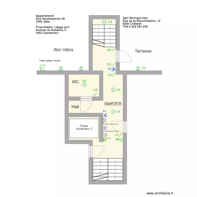 plan de situation appartement 20 cfi Niveau Rez. Plan de 