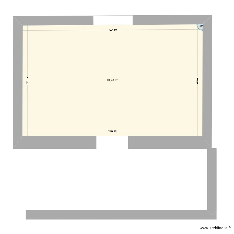 La loge. Plan de 1 pièce et 64 m2