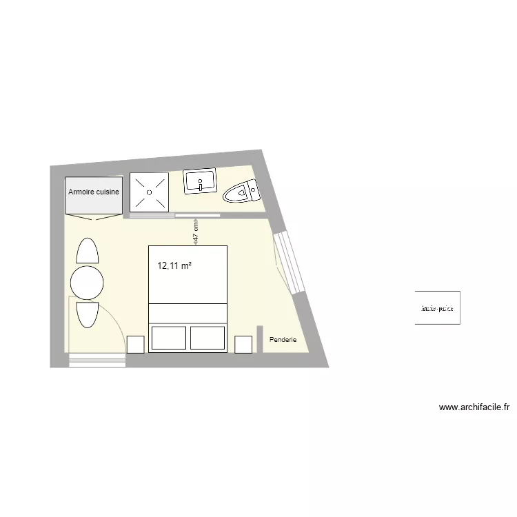 Chambre c&eacute;cile. Plan de 