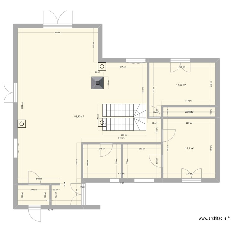 Plan actuel de gif. Plan de 4 pièces et 111 m2