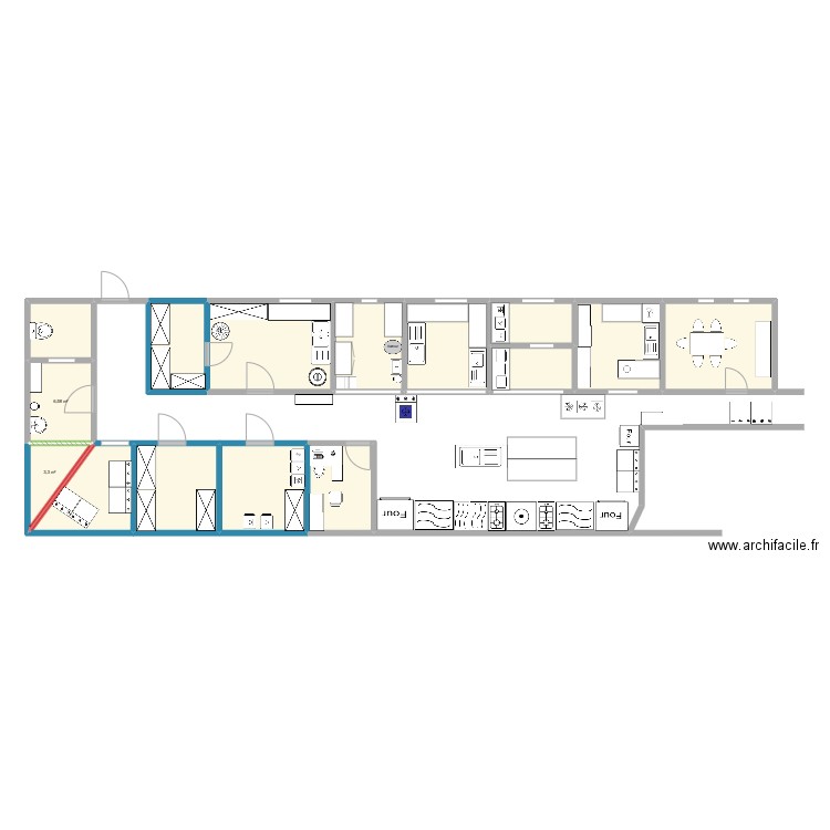 Plan actuelle Caen. Plan de 15 pièces et 118 m2