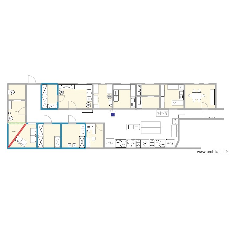 Plan actuelle Caen. Plan de 15 pièces et 118 m2