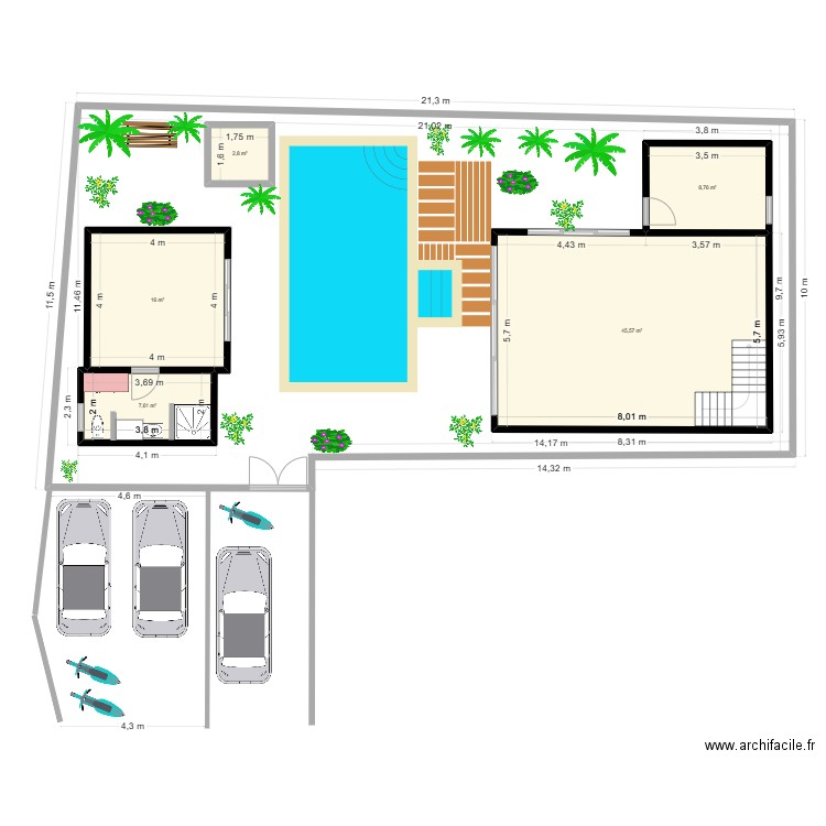 Villa 2-Lantai1G. Plan de 5 pièces et 81 m2