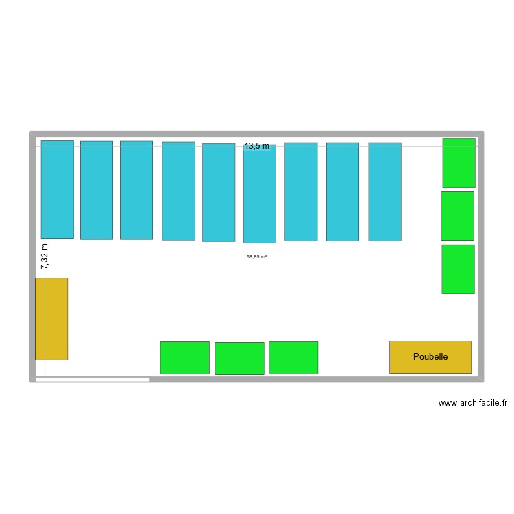 Nanterre. Plan de 1 pièce et 99 m2