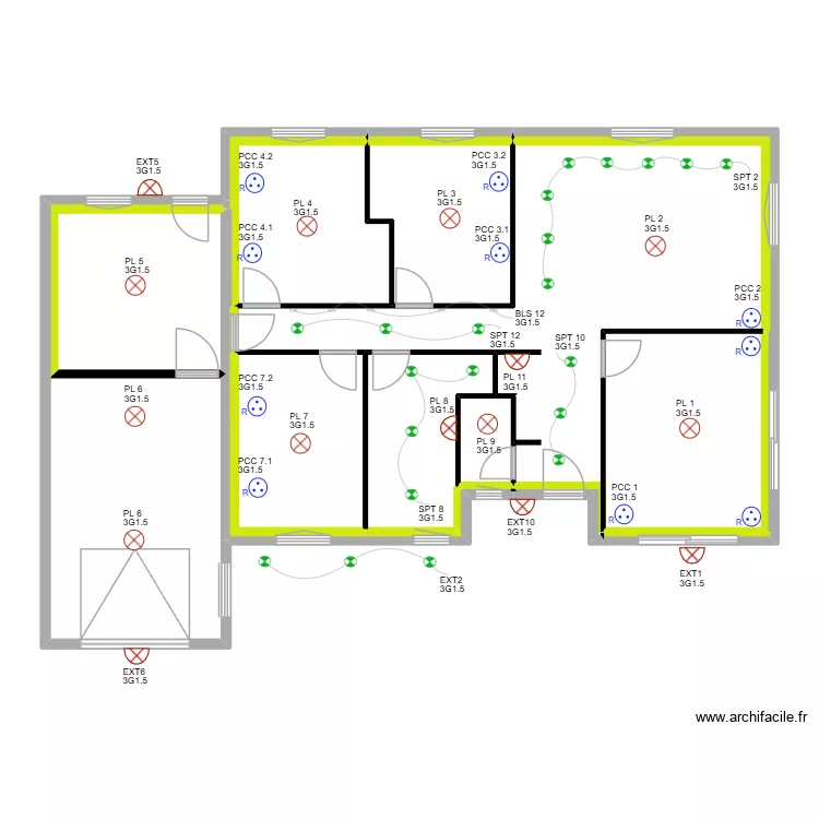 Senargent Eclairage. Plan de 13 Pièces et 127 m²